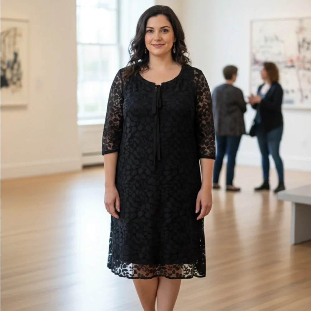 garnet hill lace dress V-Neck Lace Dress